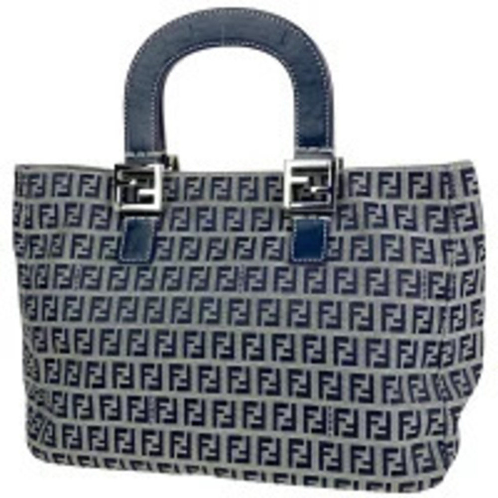 Fendi Zucca handbag tote bag canvas Navy Blue
